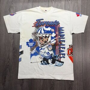 Toronto Maple Leafs Shirt Mens XL White Vtg Bulletin Athletic AOP 1992 Mask